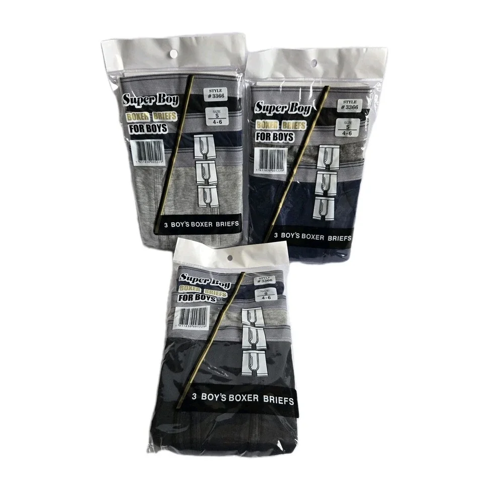 NEW Lot Of 3 3-packs Boys BOXER BRIEFS Size S 4-6 Assorted Colors Super Boy‎